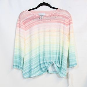 Alfred Dunner PEACHY KEEN Ombre Knot Twist Hem Top